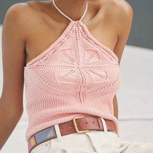Anthropologie NWT Crochet Halter Tank